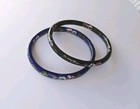 Set Of Two Vintage Cloisonn   Bangles Black   Blue Hand Painted Enamel Bracelets 