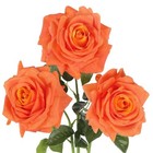 Real Touch Roses Artificial Flowers 3pcs Latex Faux Roses Flowers With Orange