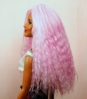 Barbie Doll Wig Size 4 Tibetan Lamb Mohair Ooak Custom  180 Pink