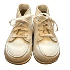 Vintage Stride Rite White Leather Lace Up Toddler Walking Shoes Made In Usa 3 5