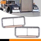 Headlight Bezels Chrome Fit For Kenwroth T600 T800 W900 Amber Light W  Led Bar