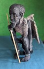 Vintage African Kenya Tribal Wood Carving Seated Medicine Man Sculpture Statue