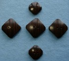 Lot Of 5 Vintage Brown Square Wood Buttons  2 Sizes 2-hole Sew Thrus Mates Euc