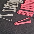45 Vtg Goody Pink   Gray Plastic Perm Rods Hair Rollers W  Curl Papers