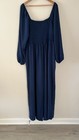 Dokotoo Blue Smocked Jumpsuit Xxl Wide Leg Long Sleeve Boho Chic Romper Festival