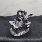 Vtg Michael A Ricker Pewter Easter Bunny In Basket Sculpture Signed 719 3250