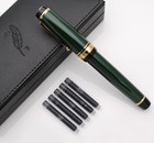Metal Big Fountain Pen Set Includes Ink Refill Green Medium Nib 0 7mm