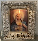 Vintage Jesus   Mary Lenticular Lighted Wall Shadowbox Standing Or Hanging