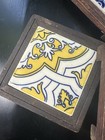 Set 3 Vintage 1970   s Wood Framed Dal Tile Mexican Tile Trivet Hot Plates