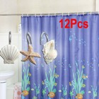 12pcs Shower Curtain Hooks Bathroom Beach Starfish Sea Shell Decor Hooks New 