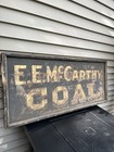 Antique E E Mccarthy Coal Wooden Smaltz   Gold Leaf Trade Sign 38x17    As-found