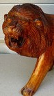 Antique 19c Italian Mahogany Wood Hand Carved Lacquered Standing Lion Statue