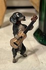 Vintage Vienna Bronze Dachshund Dog Musician W guitar Figurine Fritz Bermann