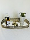 Vintage Mirror Silver Vanity Tray With Floral Edge