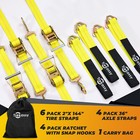 4 Pack  2 x12  Wheel Lasso Strap Snap Hook Ratchet Tire Tie Down Car Hauler Kit