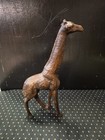 Hand Carved Giraffe Sculpture Figure Dark Wood 6x10 5  Collectible Rustic