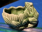 Vintage Mccoy Pottery Green Frog And Lotus Flower Planter  1950   s