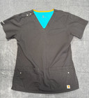 Carhartt Force Scrub Set Womens S Black V Neck Top Pants Medical Uniform