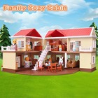 Family Cozy Cabin Doll House Playset  Dollhouse Furniture And Accessories