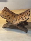 Vintage Leaf Design Hand Carved Wooden Book Holder Folding Stand Made In India