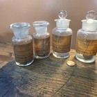 Antique Saunders Franklin Chemist Bottle Lot 6pc Ground Glass Stoppers W metals
