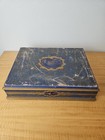 Flatware Large Storage Chest Blue Gold For 12 Place Settings Pat 1-9-23 Antique