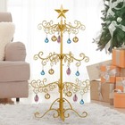 Metal Wrought Iron Ornament 3ft Christmas Display Tree Stand  Decor Hanger  Gold