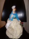 Antique Lady Porcelain Face Doll With Wood Base   Jewlery 