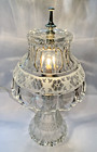 Vintage Pressed Glass Table Lamp W  Night Light     Floral Design     15  Tall