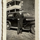 Vintage Snapshot Photograph Handsome Man Sharp Dresser Fedora Great Car