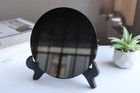Natural Obsidian Mirror Obsidian Wafer Crystal Disk Reiki Heal   Free Stand