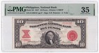 1937 Philippine National Bank 10 Pesos  Paterno- Yulo   Pick- 58 Pmg 35 Ch Vf