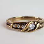 Vintage 1970s Mid-century 9ct Rose Gold 7 Natural Diamond Twist Ring Size N