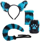 Unisex Faux Fur Cat Fox Costume With Adjustable Tail   Fingerless Gloves