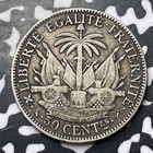 1883 Haiti 50 Centimes Lot mk366 Silver 