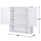 Wall-mounted Medicine Cabinet Bathroom Storage Shelf Organizer With 2 Doors