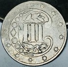 1861 Three Cent Silver Piece Trime 3c Type 3 Civil War Date Us Coin Cc29399