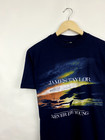 Vintage 80s James Taylor Never Die Young T-shirt Rare Retro Size M Color Blue