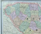 Vintage 1888 South Carolina Map 13 x11  Old Antique Original Charleston Columbia