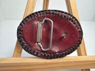 Vintage Shriners Freemason Leather Belt Buckle Western Tooled Oval