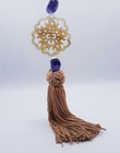 Vintage Carved White Jade Chinese Pendant Knot Tassel Bracelet 26 Beads