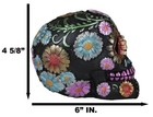 Black Day Of The Dead Colorful Floral Blooms Sugar Skull Macabre Figurine 6 l