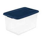 Sterilite 64 Quart Latching Plastic Storage Container Tote  Marine Blue  6 Pack 