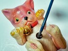 1950 s  Vintage Cat Celluloid Wind-up Toy W Key Occupied Japan Works Video