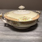 Noritake  mystery  56  Round Covered Vegetable W  Swirl  And Lg Veg With Tab Euc