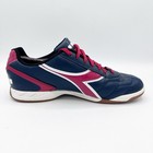 Diadora Capitano Id Indoor Soccer Shoes Navy Blue red Men   s Size 10 5 Po0507 Euc