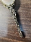 Antique Vanity Hair Brush Goldtone Pink Rose Ornate Handle