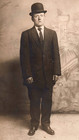 Vintage Photo Postcard Old Antique Picture Man Suit Coat Tie Bowler Hat Rppc