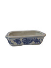 Vintage Chinese 2 Pcs Blue   White Octogon Porcelain Planter Pot - Floral Design
