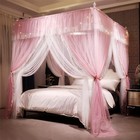 4 Corners Post Ruffle Princess Bed Canopy Curtain-double Layer Cozy 78 wx86 l
